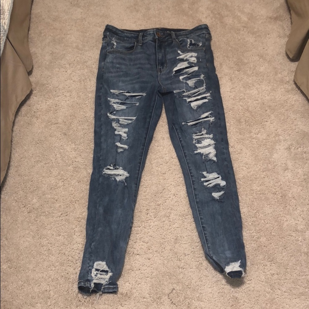 American Eagle high-waisted ripped jeans